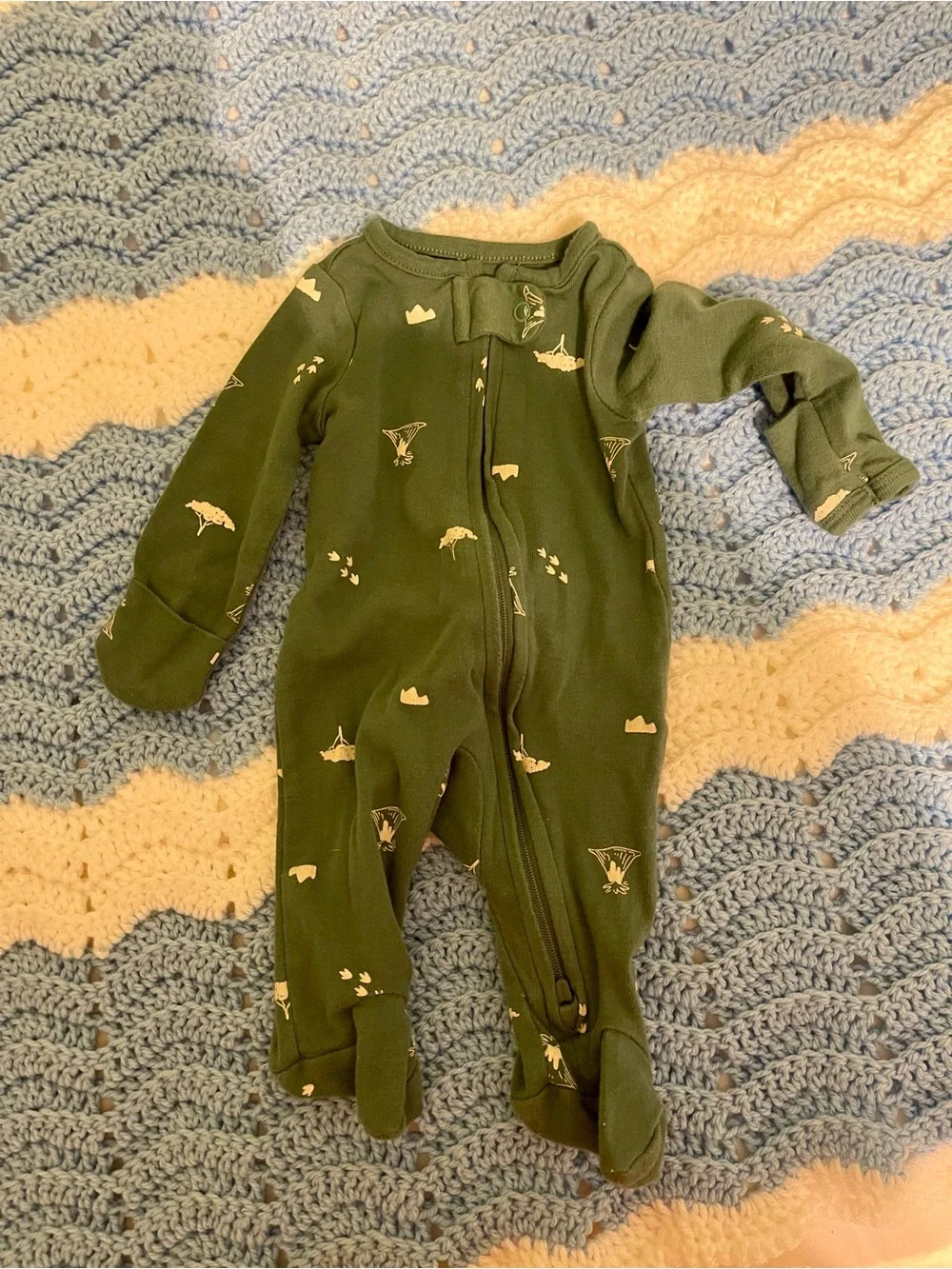 Baby Footed One-Piece Pajamas in Olive Green